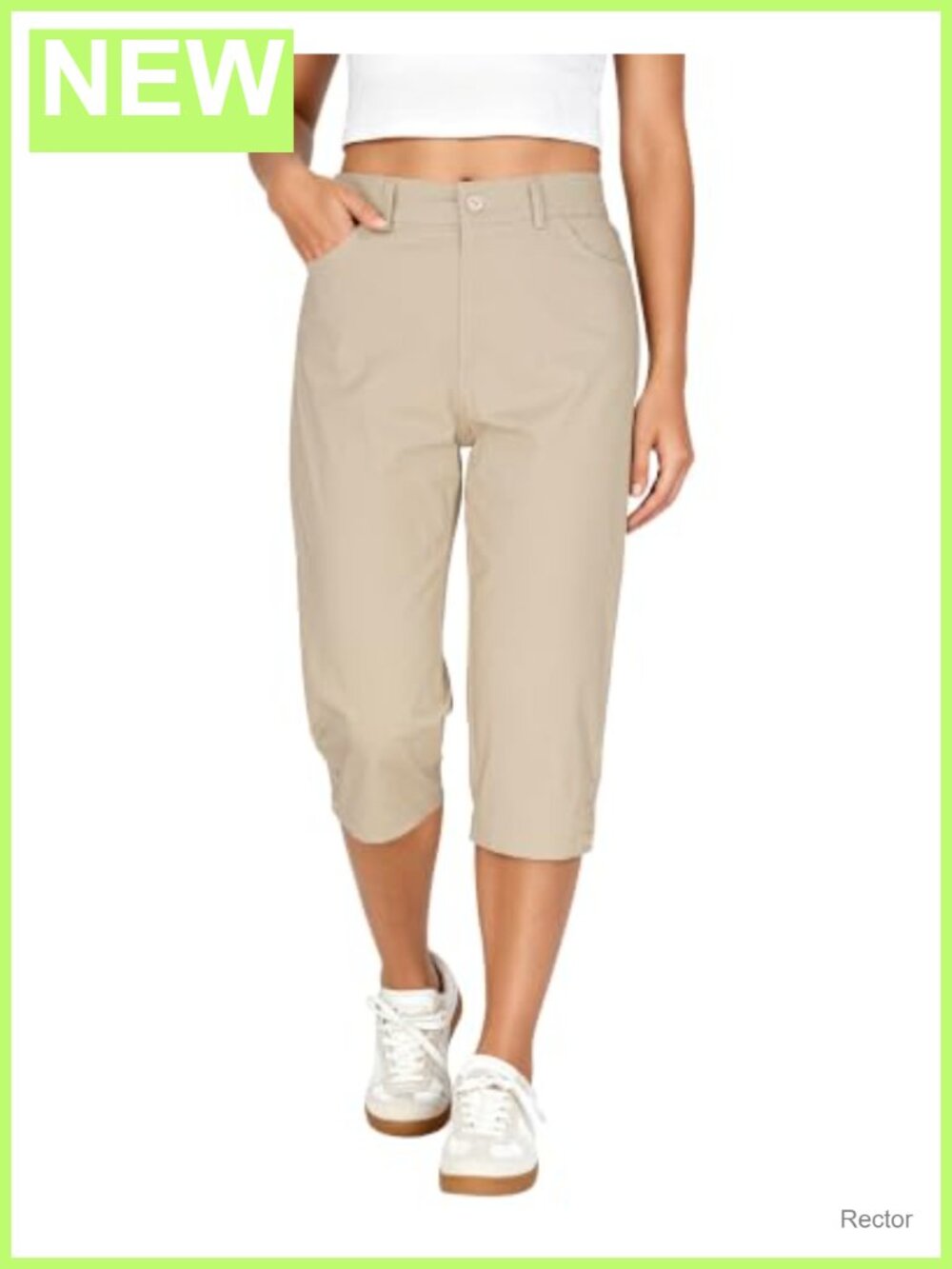 High Waisted Capri Pants Women Cotton Blend Casual Cropped Trousers